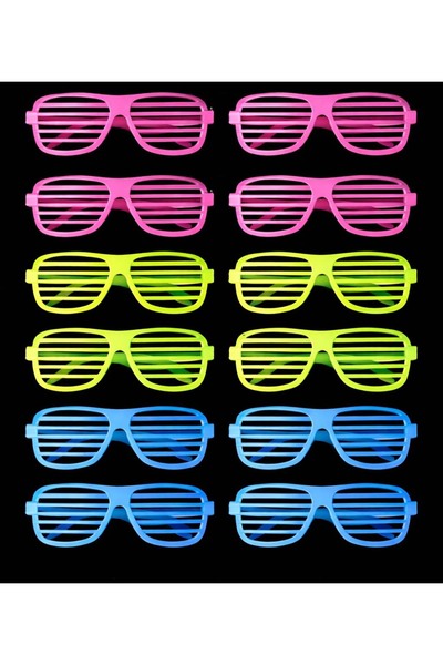inci tasarım45 نظارات ريترو نيون فوسفور 12 قطعة - طراز حفلات الثمانينيات والت...