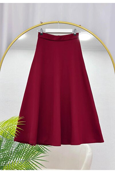 Çalışkan Puf Scuba Crepe Fabric Elastic Flare Skirt [90 cm Medium, Regular Fi...