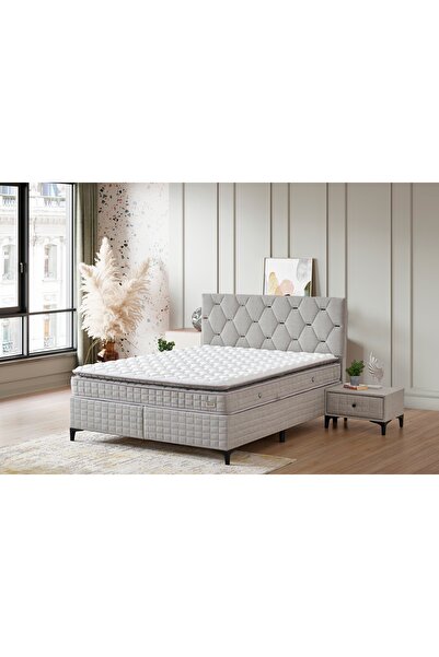 Vivense OSLO BAZA BAŞLIK YATAK SETİ, AÇIK KETEN GRİ, 150X200