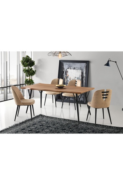 Vivense TIMBERLAND MASA+LİNA METAL SANDALYE, 180 CM