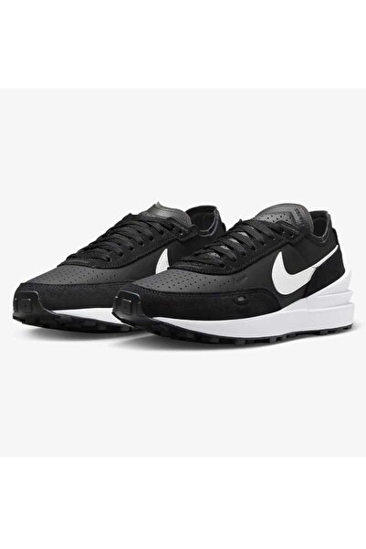 Nike Pantofi sport Universal Waffle One LTR, Piele naturala, Negru-Alb, marim...