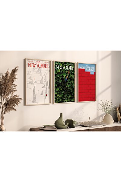 Vivense THE NEW YORKER ÜÇLÜ DOĞAL AHŞAP ÇERÇEVELİ TABLO, V