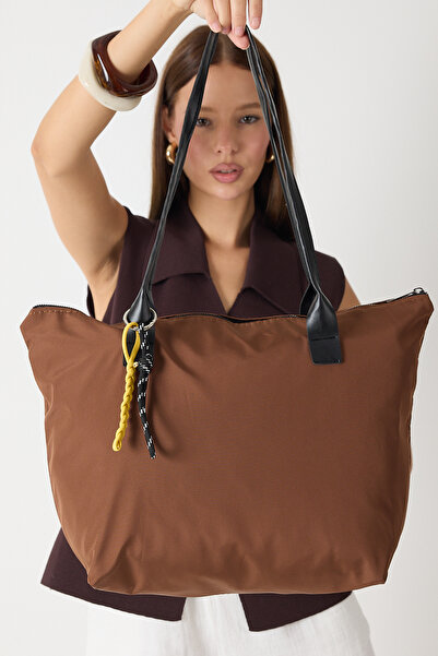 Tonny Black Geantă de umăr maro pentru femei, cu fermoar și mâner din materia...