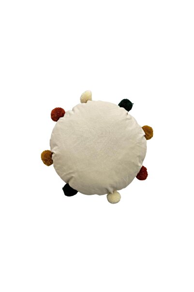 Vivense RENGARENK PONPONLU KIRLENT KILIFI, KREM YUVARLAK