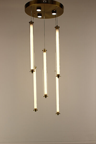 GN GEN AYDINLATMA Lüks Eskitme Bronz Tepsi 5li Silindir Çubuk Model Modern Sa...