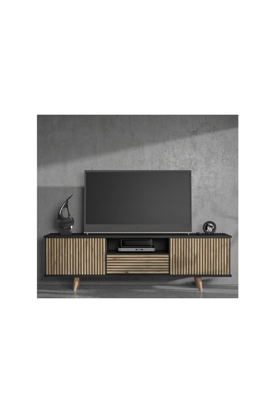 Vivense NOVA ZEBRA KAPAK TV ÜNİTESİ, SİYAH, ATLANTİK ÇAM, 180 CM