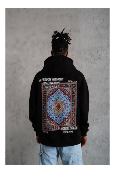 byasafkids    هوديي بنمط الكليم للرجال - أسود