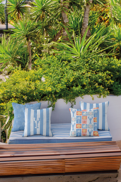 ASDİVA Bluecove Sea Shell and Lobster Patterned Sea-Themed Set of 4 Decorative Throw Pillow Covers Blue-White