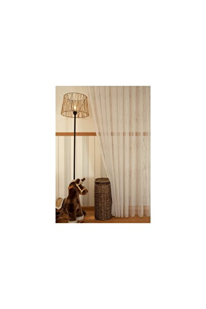 Vivense ÇİZGİLİ ŞANTUKLU KETEN TÜL PERDE, PİLESİZ, BEJ, 100X260