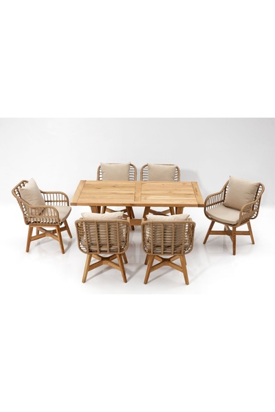 Vivense PUBLİTO MASA SEPETTO SANDALYE BAHÇE YEMEK MASASI TAKIMI, 90X160