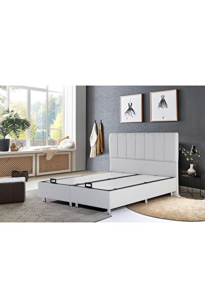 Vivense MİLES BAZA VE BAŞLIK SETİ, AÇIK GRİ, 150X200