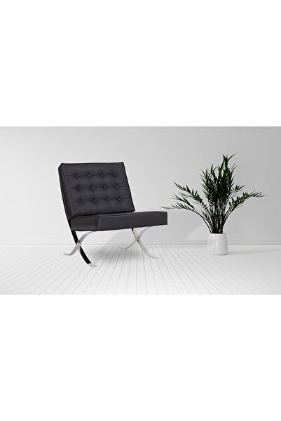 Vivense FORSİT OFİS LANCİA SUNİ DERİLİ METAL KROM AYAKLI TEKLİ KANEPE, SİYAH