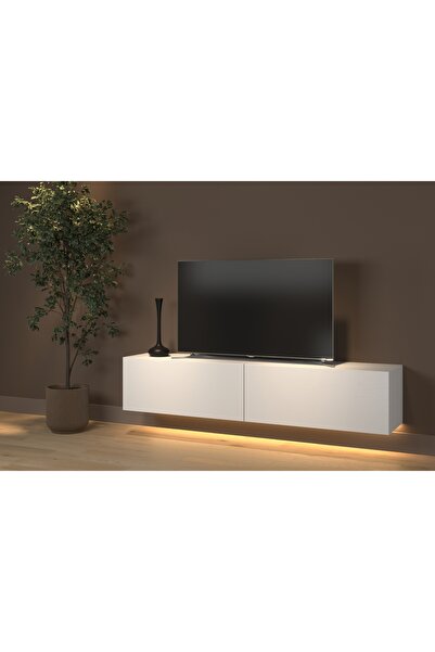 Vivense RAMİ DUVARA MONTE LED IŞIKLI TV SEHPASI, MİNİFİKSLİ BEYAZ