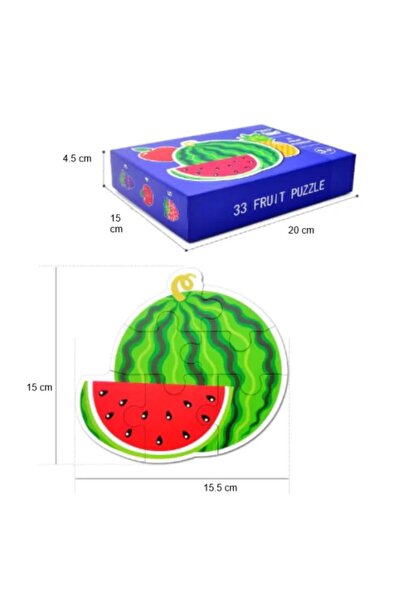 OEM Set de 6 puzzle-uri educative cu fructe – Puzzle Montessori din carton gros, piese mari, 3+ ani