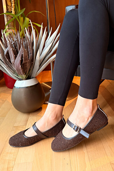 RENKLİBUTİK Women's Tweed Fabric Casual Shoes Stylish Buckle Comfortable Sole...