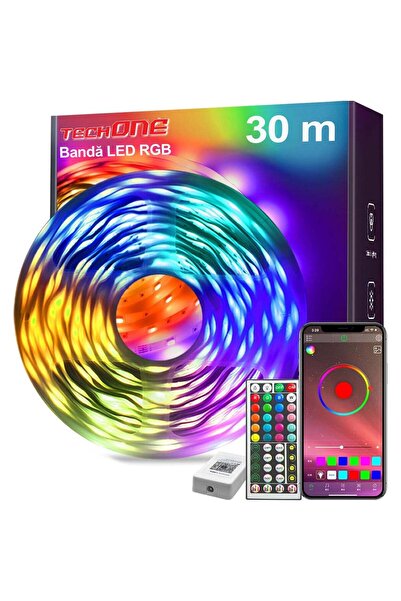 Techone Smart RGB LED Strip Kit 30 M (2X13.5m), Application, Remote Control, Bluetooth, Multicolor