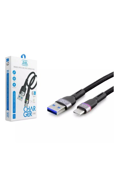 SUBZERO CL81 METAL BAŞLIK HASIR 6A TYPE-C RGB LEDLİ HIZLI ŞARJ&DATA KABLOSU 1MT
