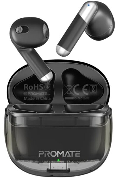 Promate سماعات أذن لاسلكية حقيقية بتقنية بلوتوث 5.3 مع علبة شفافة
