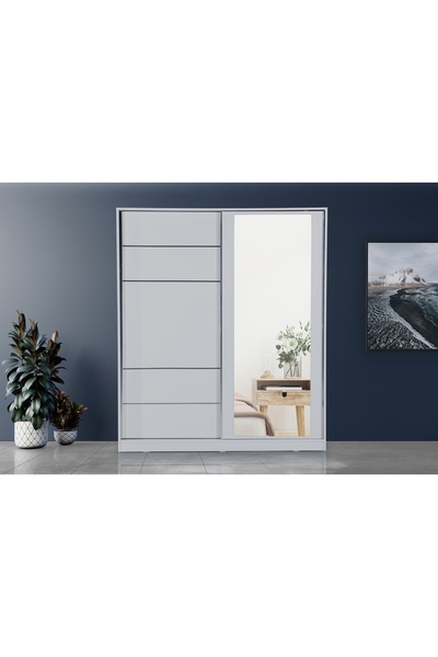 Vivense REGA SÜRGÜLÜ GARDIROP, BEYAZ, 180 CM