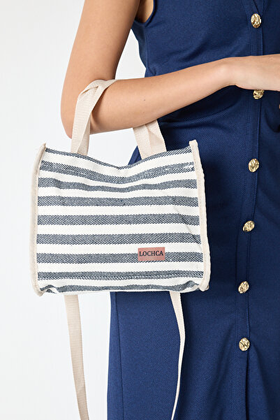 Tonny Black Women's Gray Canvas Straw Look Shoulder Bag with Strap