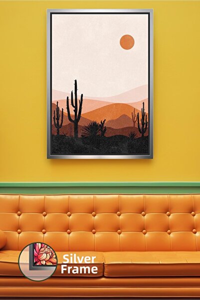 KOSS Dijital Peisaj de deșert cu cactus în tonuri de apus de soare, artă de p...
