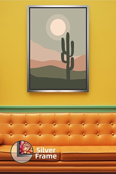 KOSS Dijital Pictură murală cu cactus, peisaj de deșert, în tonuri naturale, ...