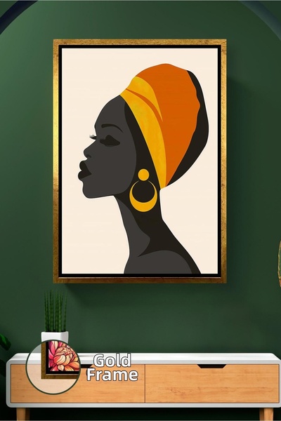 KOSS Dijital Portret de femeie africană în tradițională pălărie de cap, cu de...