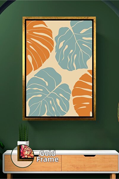 KOSS Dijital Decor de perete modern cu model de frunze portocalii și albastre...