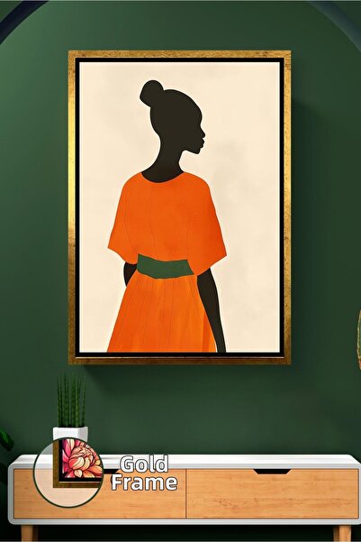 KOSS Dijital Αφρικανή γυναίκα σε πορτοκαλί φόρεμα Σιλουέτα Απλή διακόσμηση το...