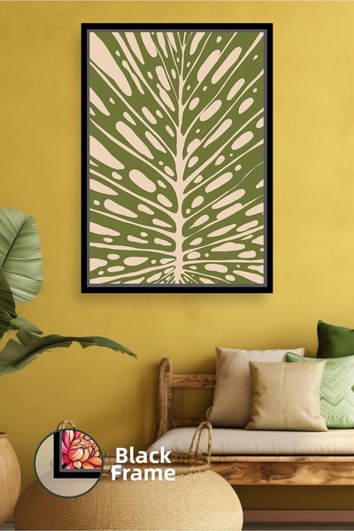 KOSS Dijital Pictură murală cu model de frunze tropicale verzi, decorare boho...