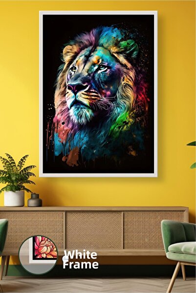 KOSS Dijital Figurină colorată de leu cu efect de vopsea, tematică animală, d...