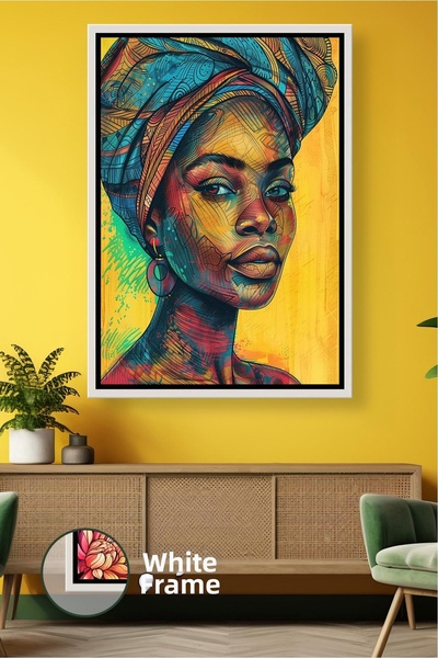 KOSS Dijital Femeie africană în hijab, portret, temă africană, decor modern p...