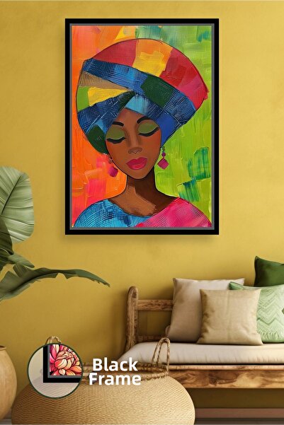 KOSS Dijital Pictură pe pânză înrămată, cu cadru, cu o femeie africană cu cap...