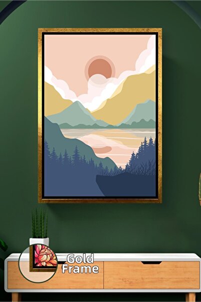 KOSS Dijital Pictură murală cu peisaj de lac și munte, tematică naturală, pen...