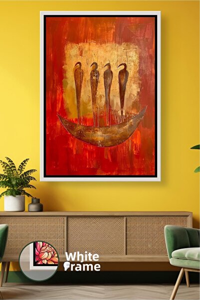 KOSS Dijital Абстрактна картина на платно с африканска тематика, в рамка, с ч...