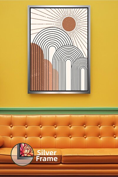 KOSS Dijital Pictură de perete cu motiv solar, model liniar, decor pentru cas...