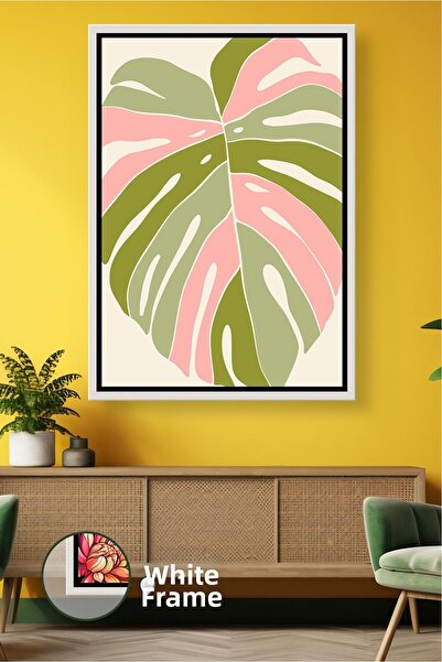 KOSS Dijital Model de frunze tropicale în tonuri de roz pudrat și verde măsli...