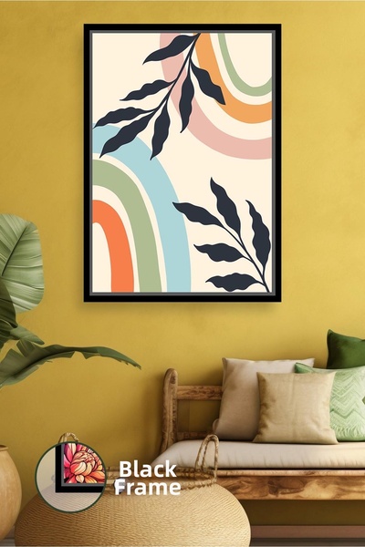 KOSS Dijital Decor de perete în stil boho cu model de frunze colorate curcube...
