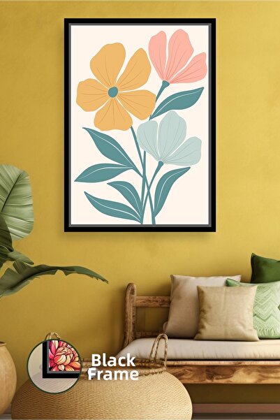 KOSS Dijital Decor de perete în stil boho cu ilustrații florale colorate, pic...