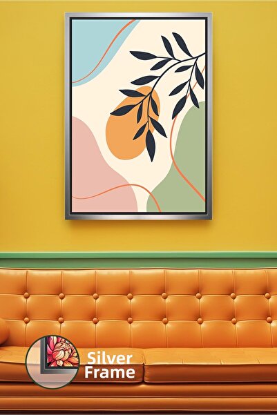 KOSS Dijital Decor de perete modern colorat cu model de frunze cu fundal past...