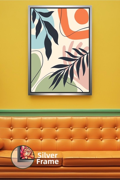 KOSS Dijital Decor modern de perete cu figuri de frunze în culori pastel, sti...