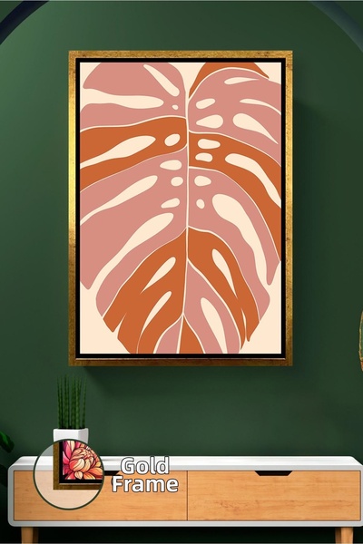 KOSS Dijital Model de frunze tropicale în tonuri de pudră și cărămidă Decor m...