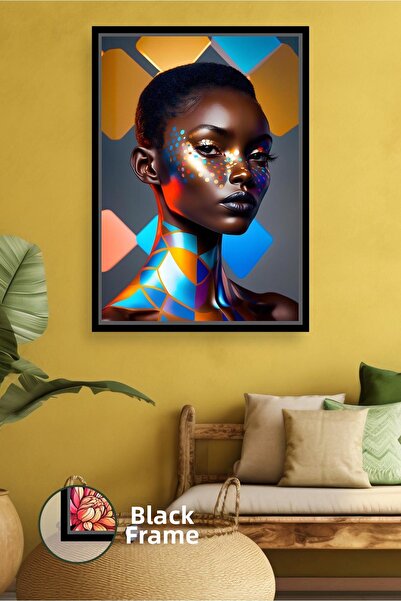 KOSS Dijital Portret de femeie cu detaliu colorat al feței, pictură pe pânză ...