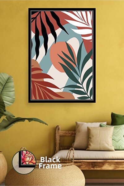 KOSS Dijital Διακόσμηση τοίχου σε τόνους ζεστού χώματος με φύλλα και γεωμετρι...