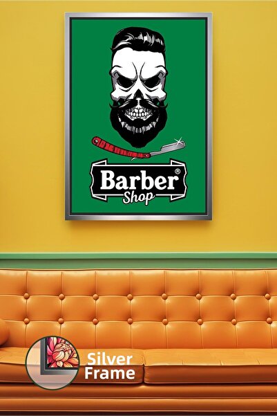 KOSS Dijital Εικόνα σε καμβά με θέμα τον κομμωτήριο, με πράσινο φόντο και φιγ...