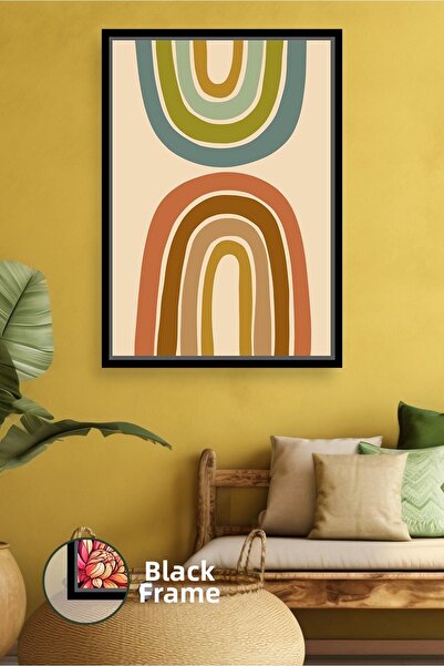 KOSS Dijital Pictură pe pânză în stil boho, model abstract curbat, cu cadru, ...