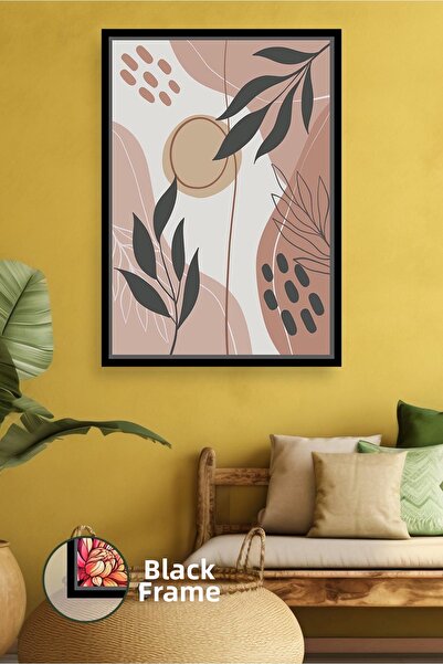 KOSS Dijital Decor de perete natural în stil boho, cu frunze abstracte și ton...