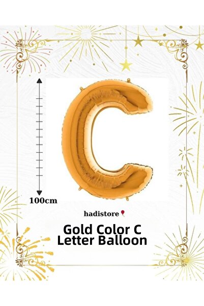 hadistore بالون هيليوم ذهبي على شكل حرف C مقاس 100 سم - لأعياد الميلاد والمنا...