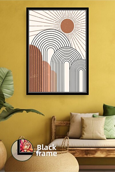 KOSS Dijital Pictură de perete cu motiv solar, model liniar, decor pentru cas...