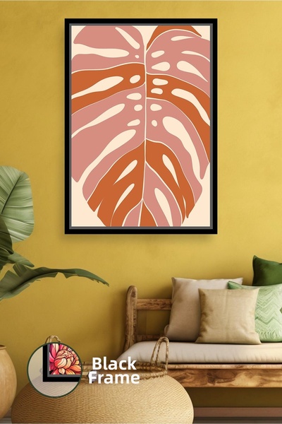 KOSS Dijital Model de frunze tropicale în tonuri de pudră și cărămidă Decor m...